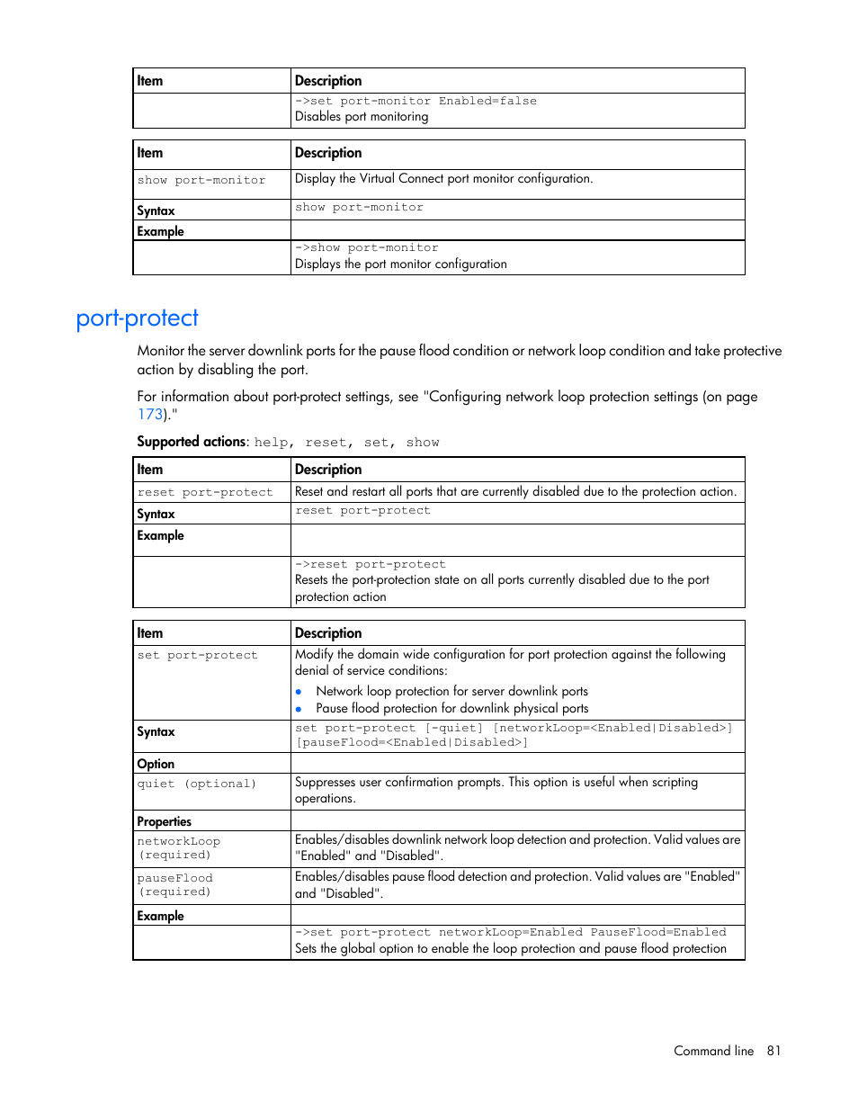 Port-protect | HP Virtual Connect FlexFabric 10Gb24-port Module for c-Class BladeSystem User Manual | Page 81 / 192