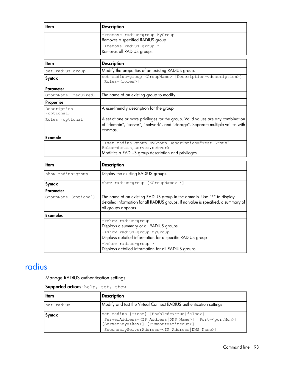 Radius | HP Virtual Connect FlexFabric 10Gb24-port Module for c-Class BladeSystem User Manual | Page 93 / 192