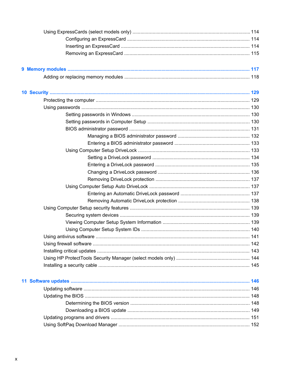 HP ProBook 4321s Notebook-PC User Manual | Page 10 / 196