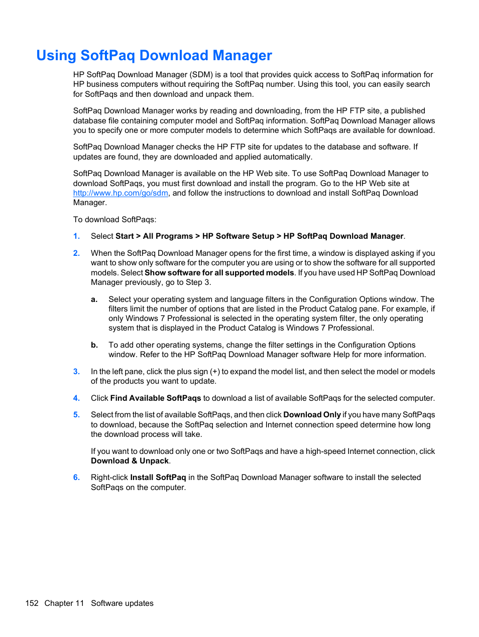 Using softpaq download manager | HP ProBook 4321s Notebook-PC User Manual | Page 164 / 196