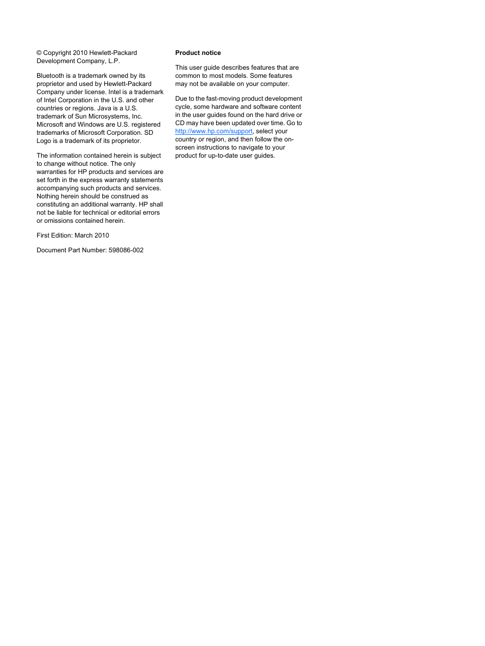 HP ProBook 4321s Notebook-PC User Manual | Page 2 / 196