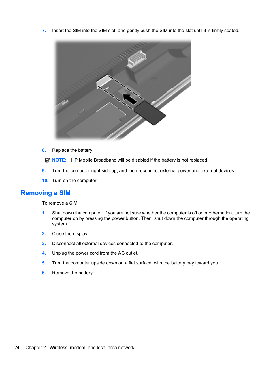 Removing a sim | HP ProBook 4321s Notebook-PC User Manual | Page 36 / 196