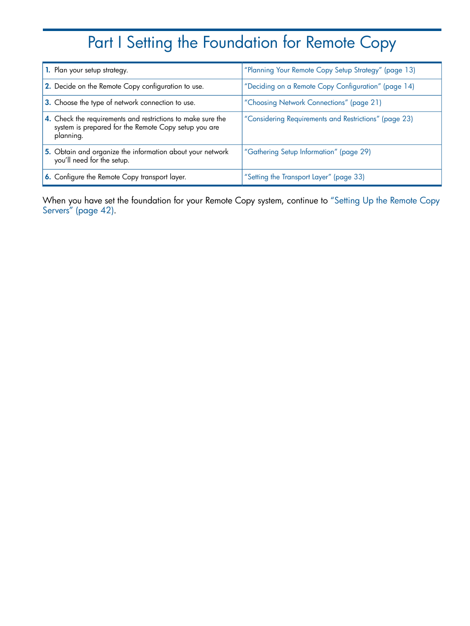 Part i setting the foundation for remote copy, I setting the foundation for remote copy | HP 3PAR Operating System Software User Manual | Page 12 / 292