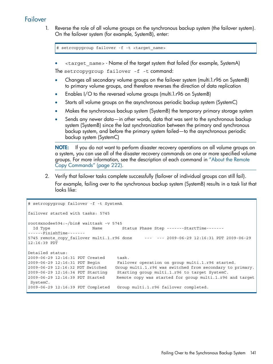 Failover | HP 3PAR Operating System Software User Manual | Page 141 / 292