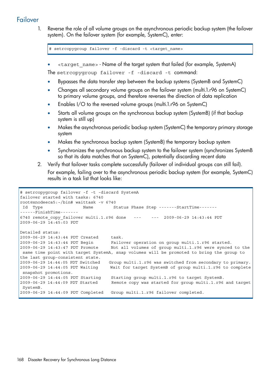 Failover | HP 3PAR Operating System Software User Manual | Page 168 / 292
