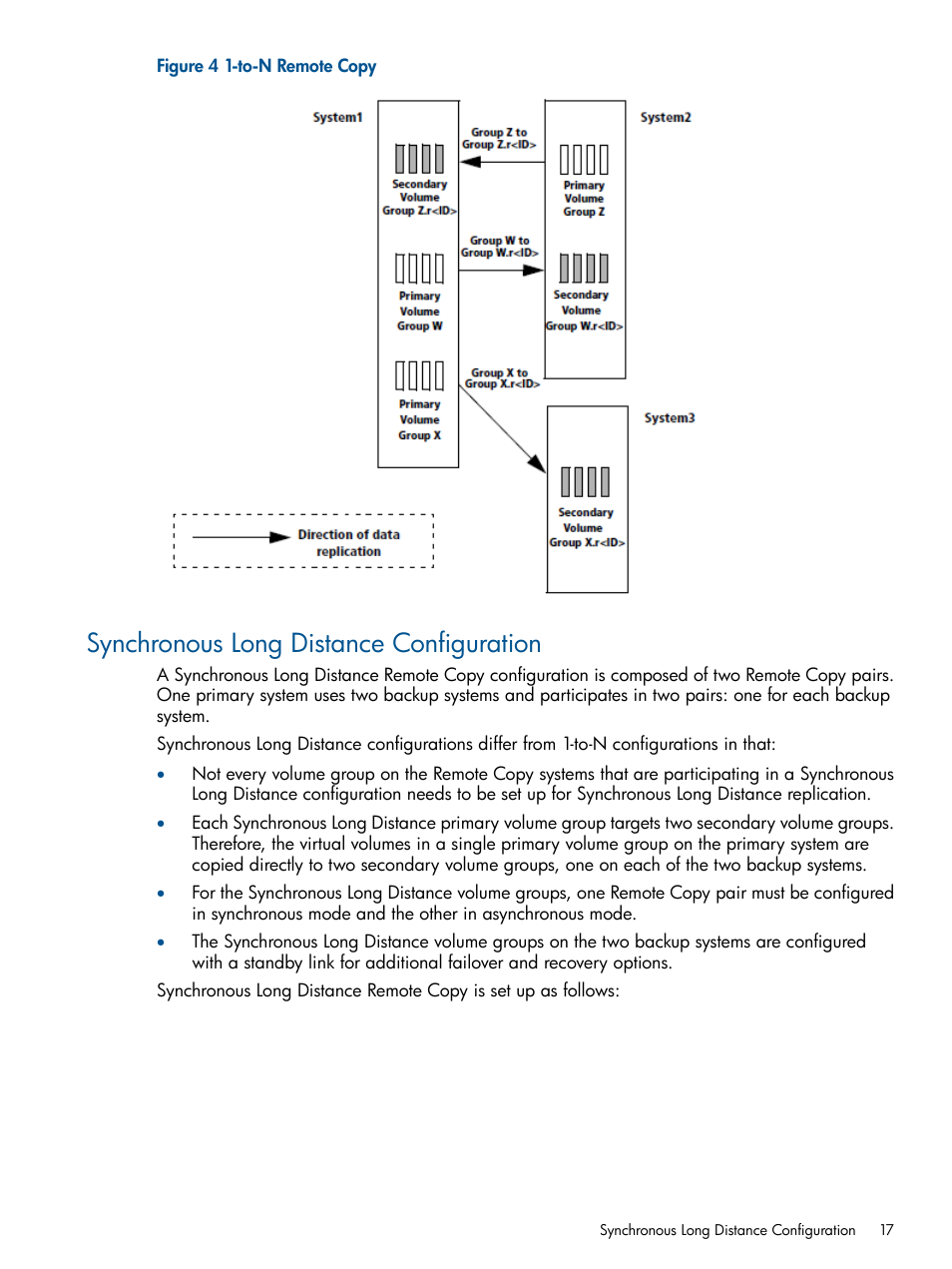 Synchronous long distance configuration | HP 3PAR Operating System Software User Manual | Page 17 / 292