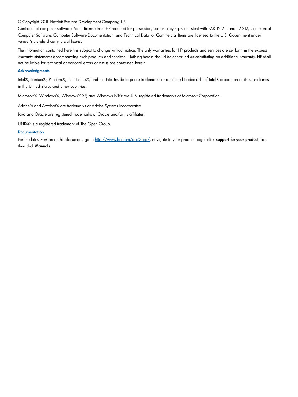 HP 3PAR Operating System Software User Manual | Page 2 / 292