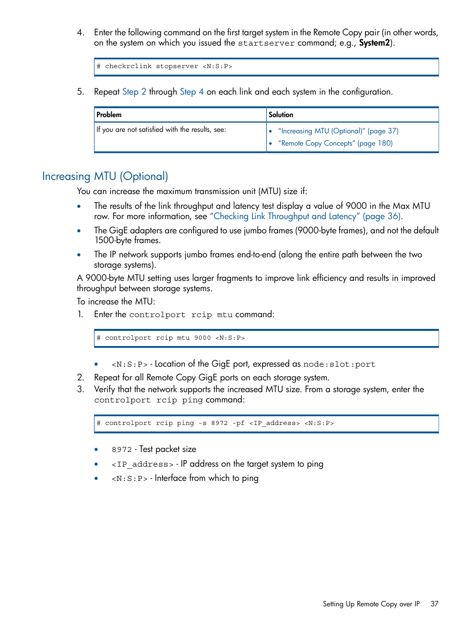 Increasing mtu (optional) | HP 3PAR Operating System Software User Manual | Page 37 / 292