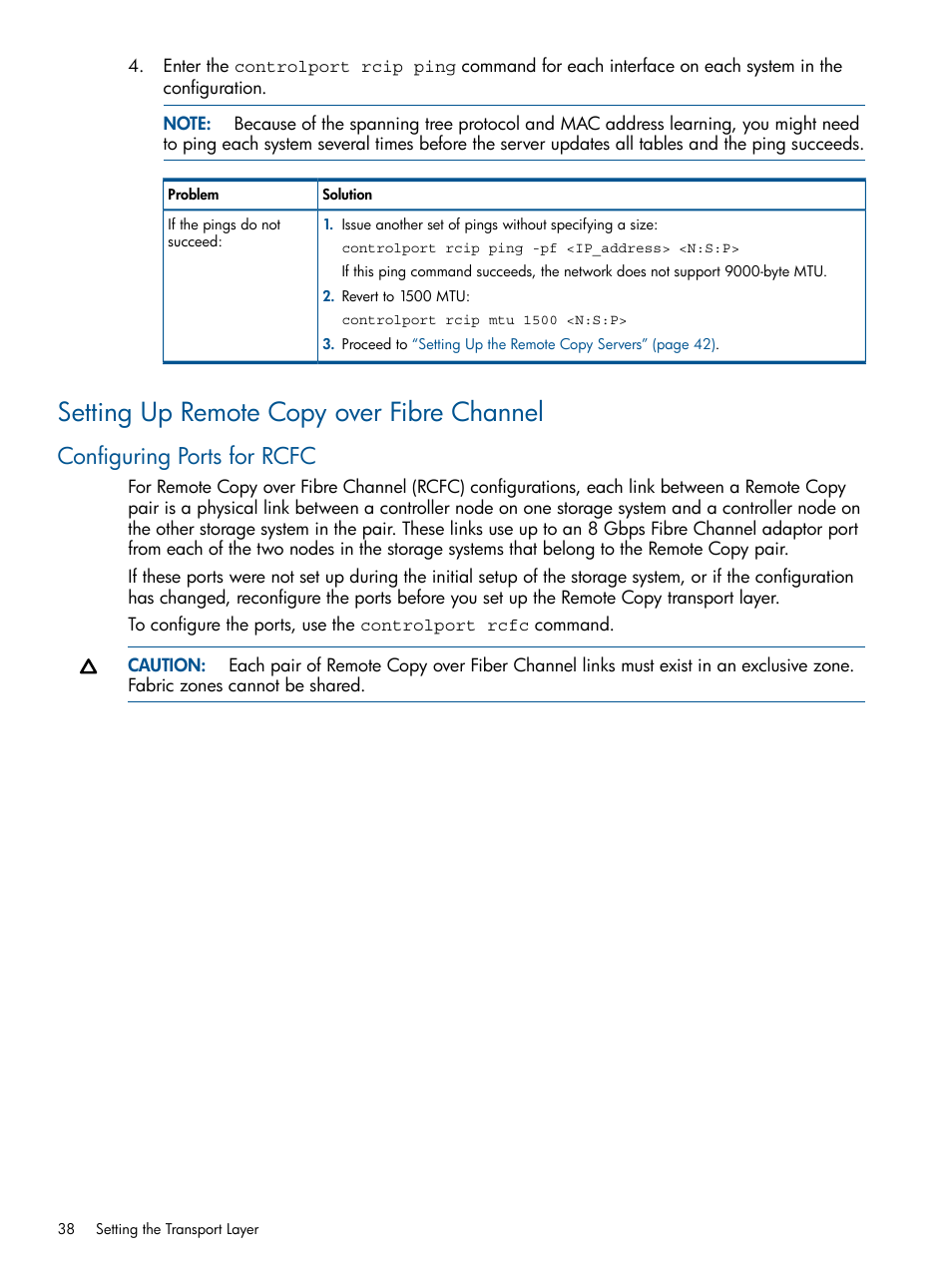 Setting up remote copy over fibre channel, Configuring ports for rcfc | HP 3PAR Operating System Software User Manual | Page 38 / 292