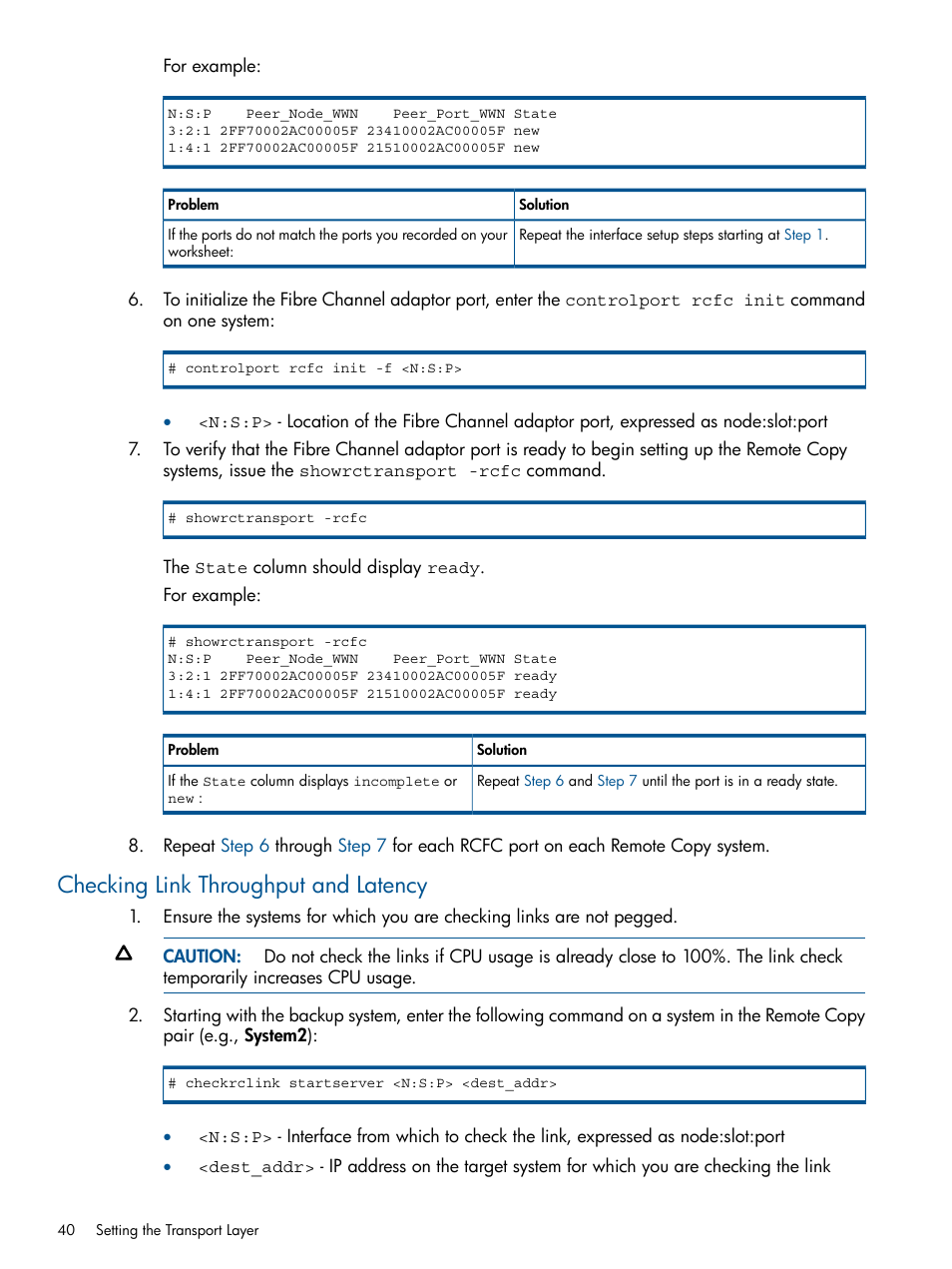 Checking link throughput and latency | HP 3PAR Operating System Software User Manual | Page 40 / 292