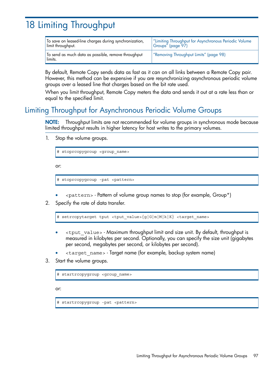 18 limiting throughput | HP 3PAR Operating System Software User Manual | Page 97 / 292