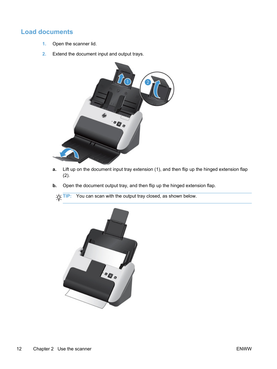 Load documents | HP Scanjet Pro 3000 s2 Sheet-feed Scanner User Manual | Page 18 / 60