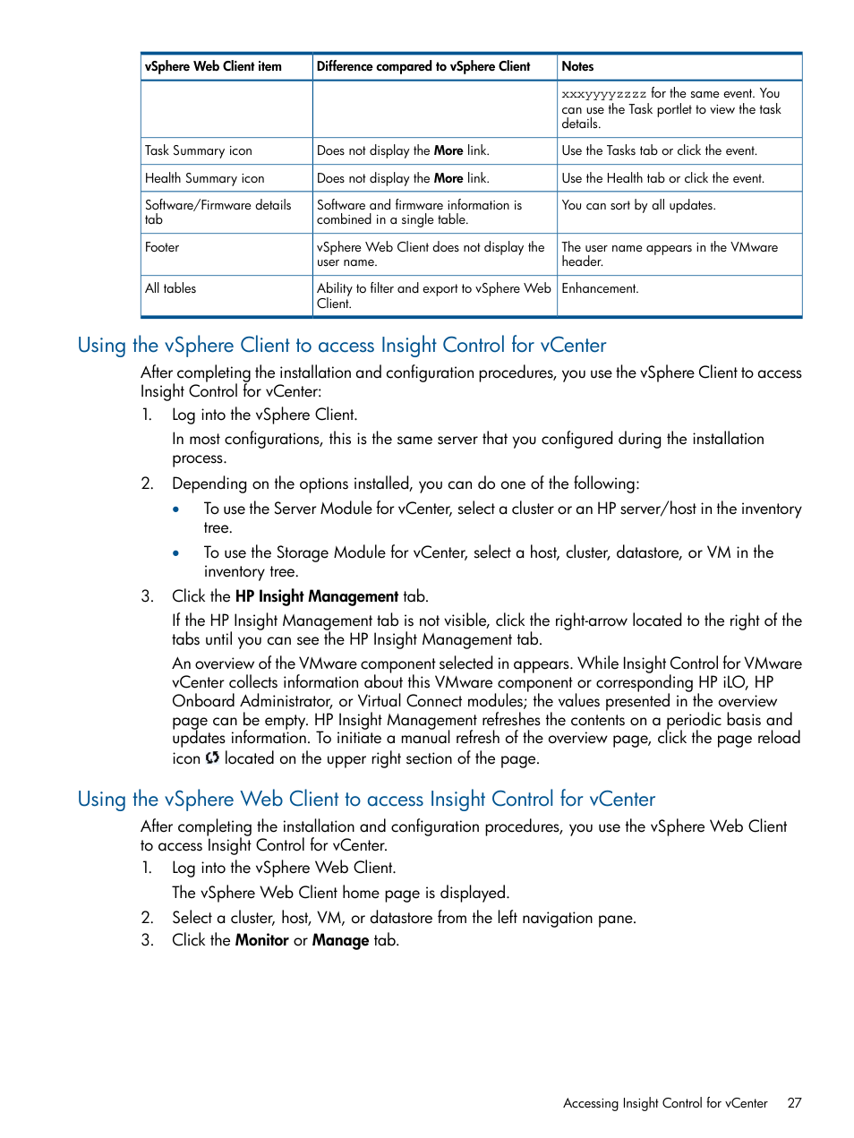 HP OneView for VMware vCenter User Manual | Page 27 / 113