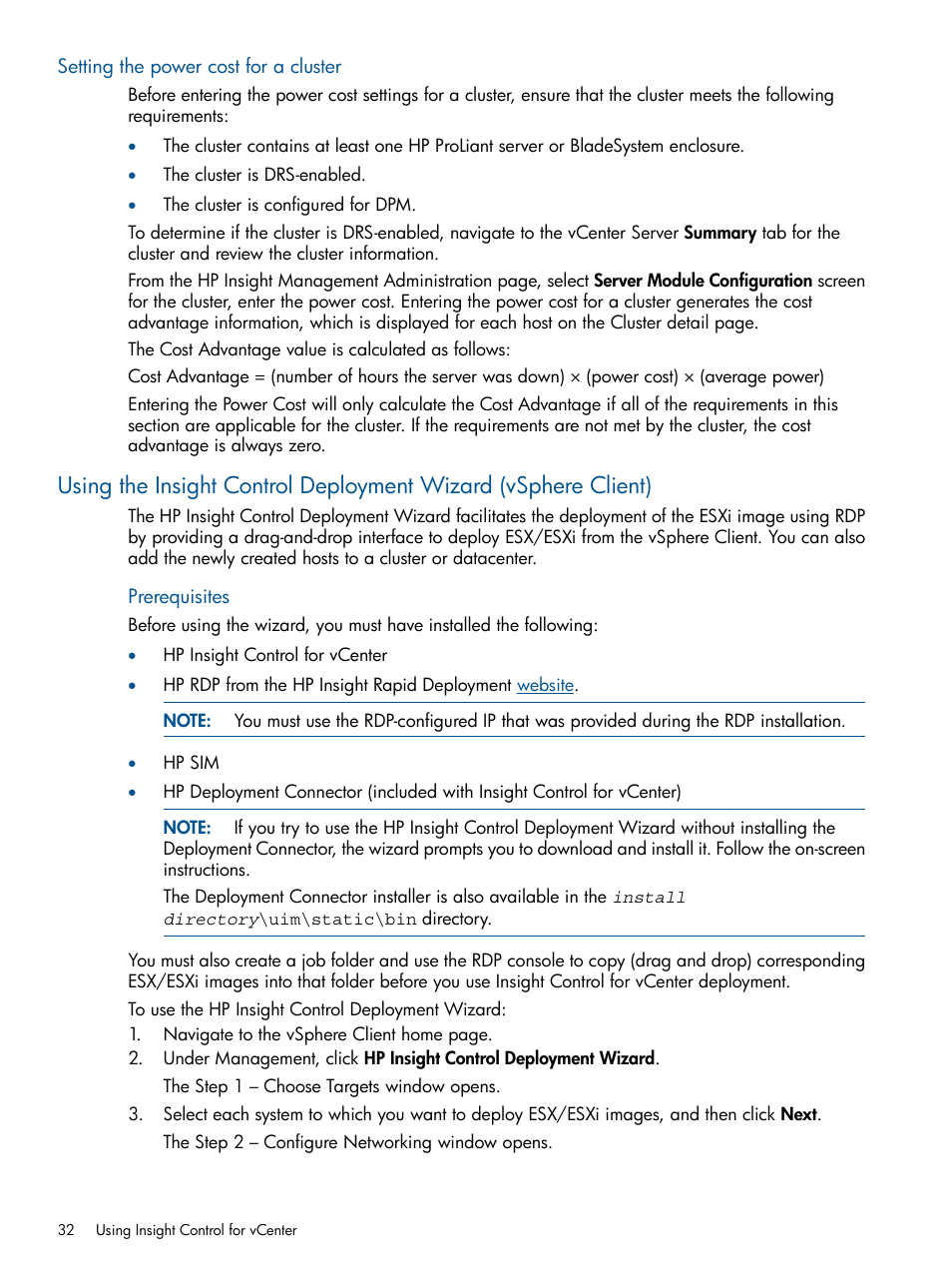 Setting the power cost for a cluster | HP OneView for VMware vCenter User Manual | Page 32 / 113