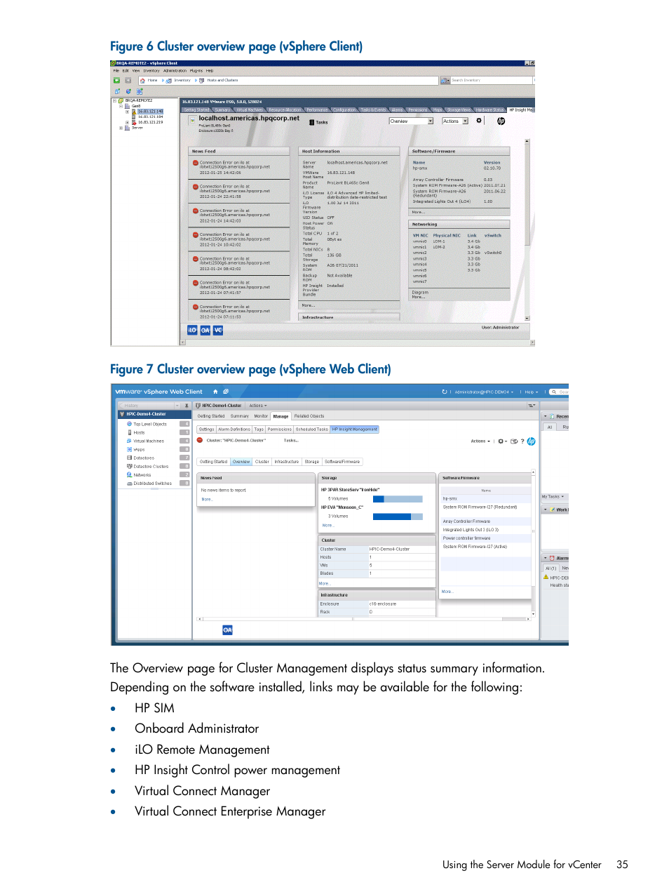 HP OneView for VMware vCenter User Manual | Page 35 / 113