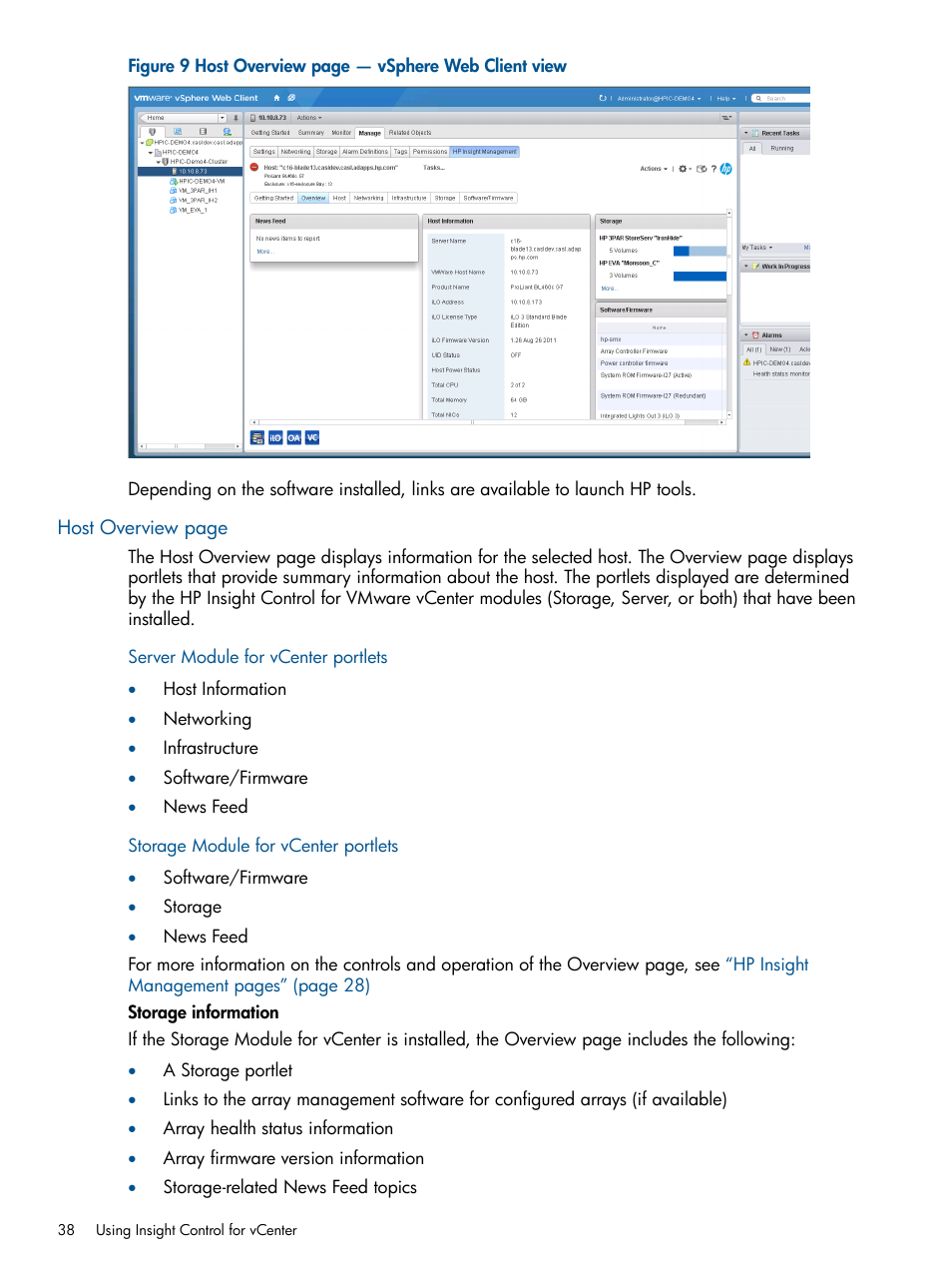 HP OneView for VMware vCenter User Manual | Page 38 / 113