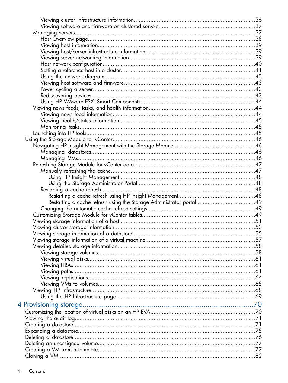 4 provisioning storage | HP OneView for VMware vCenter User Manual | Page 4 / 113