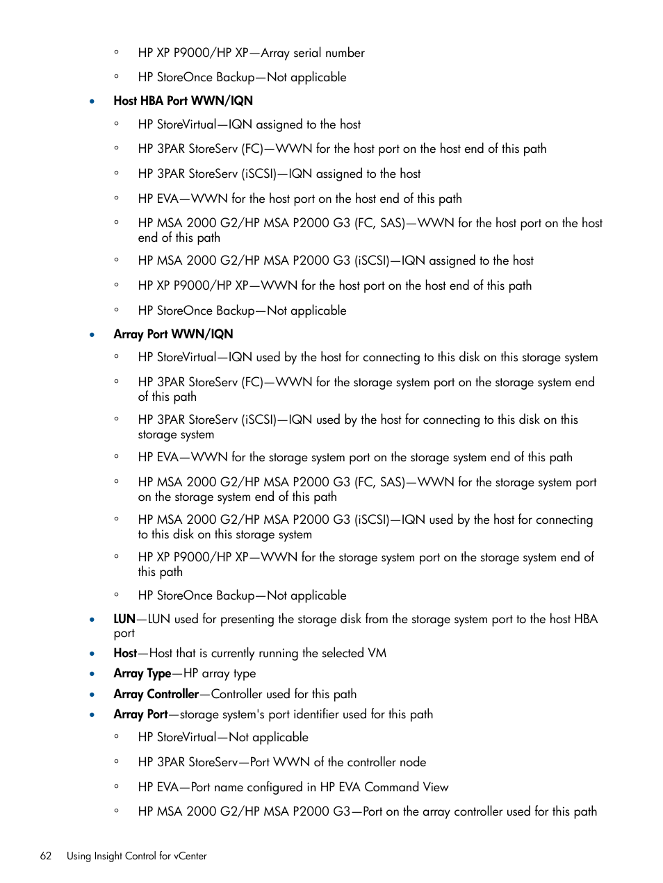 HP OneView for VMware vCenter User Manual | Page 62 / 113