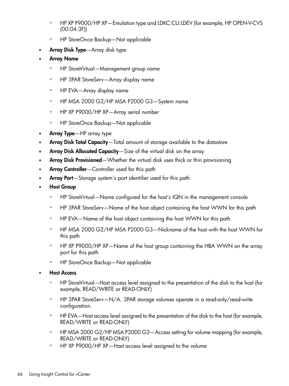 HP OneView for VMware vCenter User Manual | Page 66 / 113