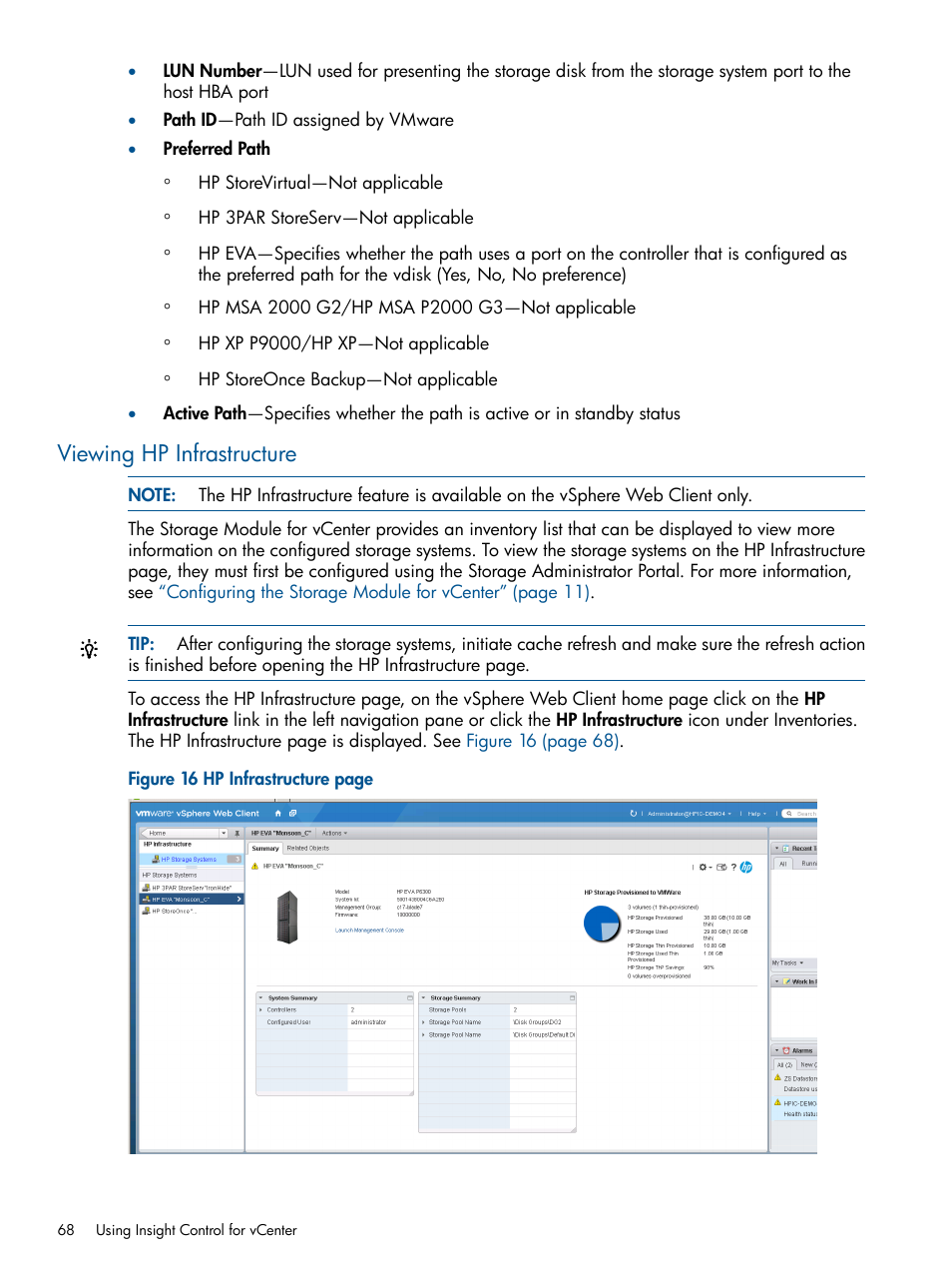 Viewing hp infrastructure | HP OneView for VMware vCenter User Manual | Page 68 / 113