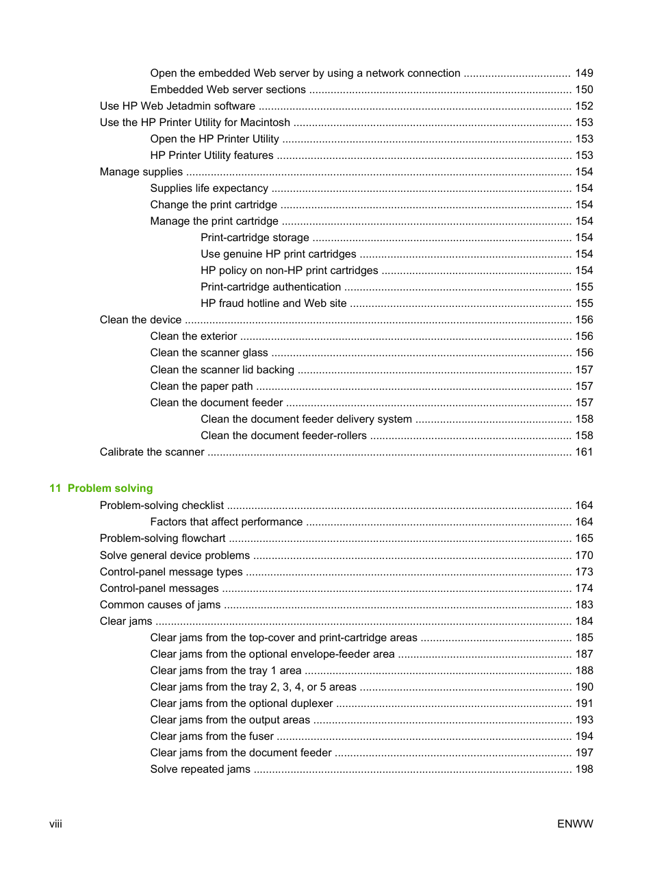 HP LaserJet M4349 Multifunction Printer series User Manual | Page 10 / 282