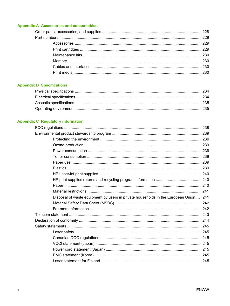 HP LaserJet M4349 Multifunction Printer series User Manual | Page 12 / 282