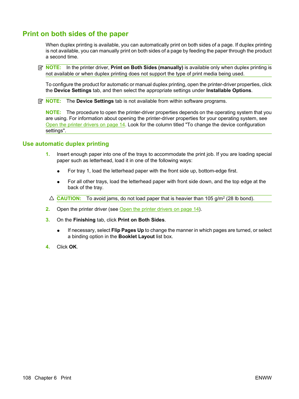 Print on both sides of the paper, Use automatic duplex printing | HP LaserJet M4349 Multifunction Printer series User Manual | Page 122 / 282