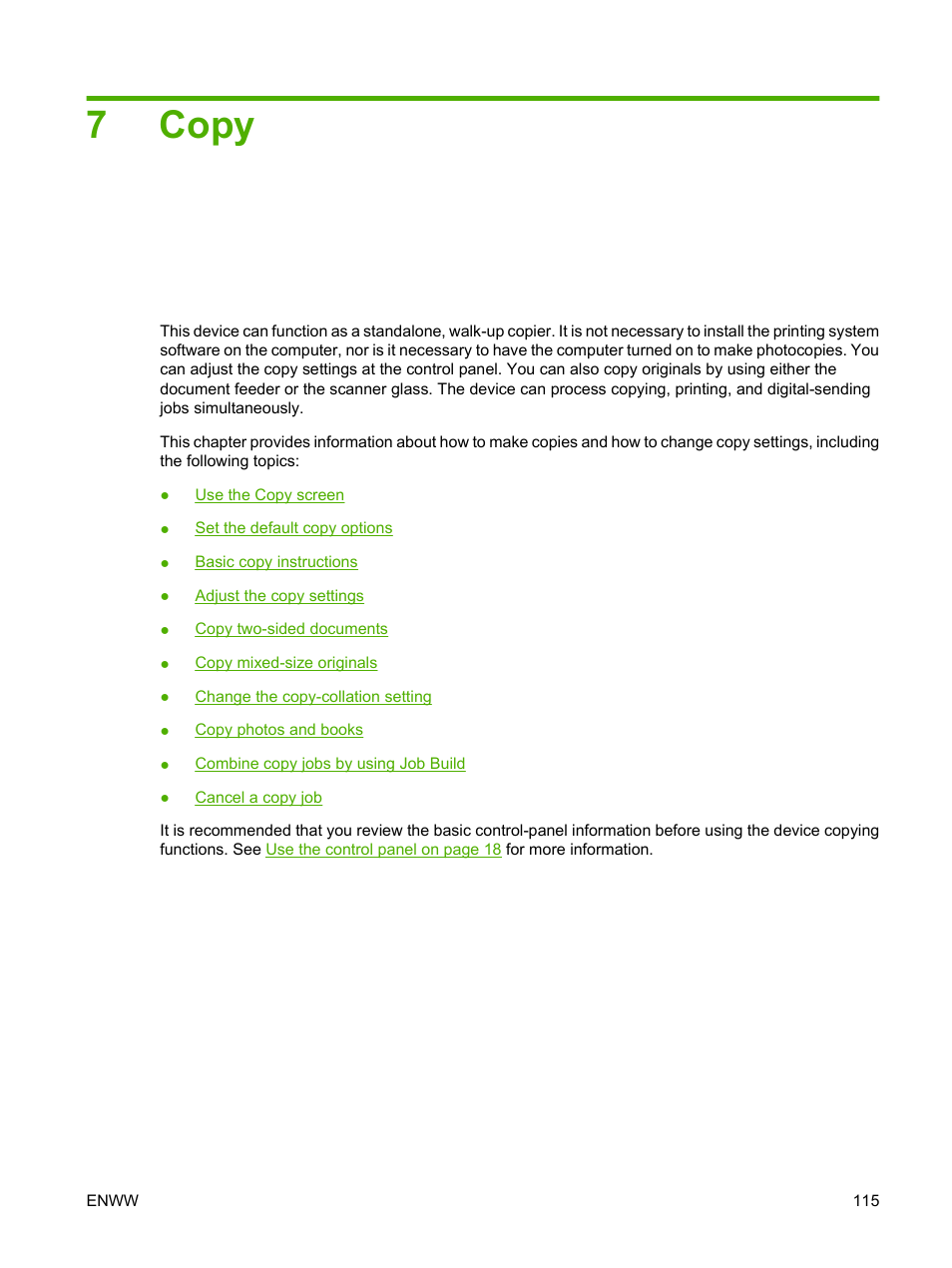 Copy, 7 copy, 7copy | HP LaserJet M4349 Multifunction Printer series User Manual | Page 129 / 282