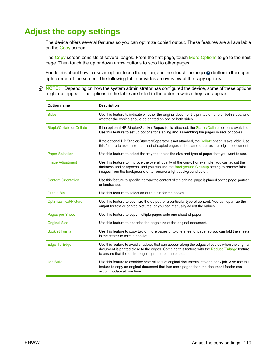 Adjust the copy settings | HP LaserJet M4349 Multifunction Printer series User Manual | Page 133 / 282