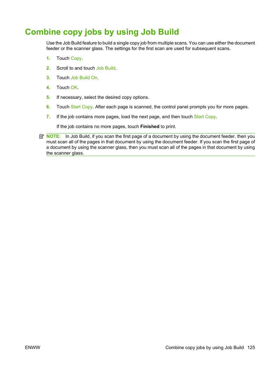 Combine copy jobs by using job build | HP LaserJet M4349 Multifunction Printer series User Manual | Page 139 / 282