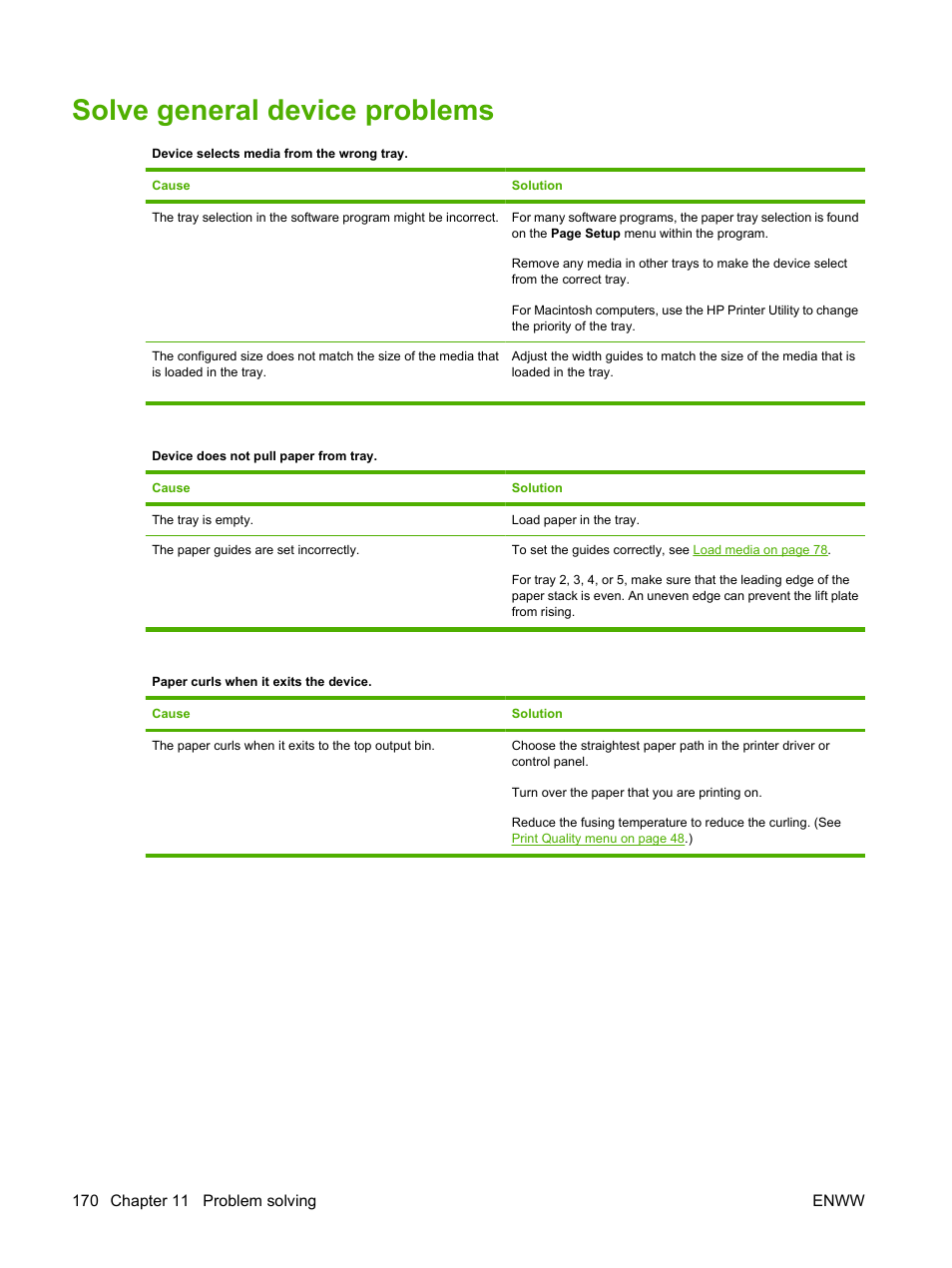 Solve general device problems | HP LaserJet M4349 Multifunction Printer series User Manual | Page 184 / 282