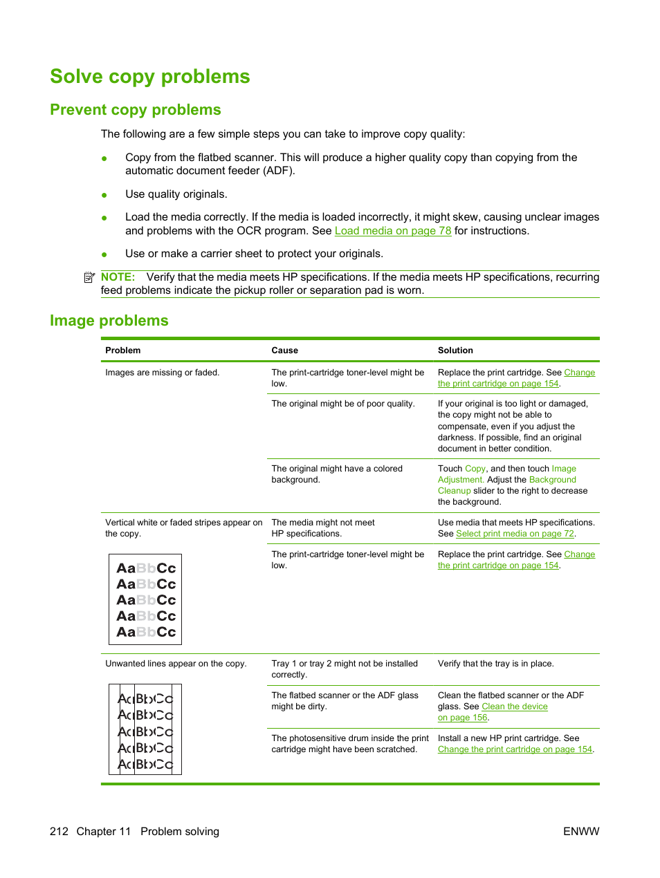 Solve copy problems, Prevent copy problems, Image problems | Prevent copy problems image problems | HP LaserJet M4349 Multifunction Printer series User Manual | Page 226 / 282