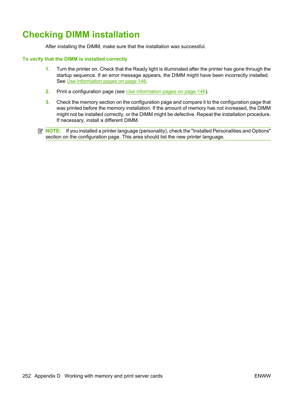 Checking dimm installation | HP LaserJet M4349 Multifunction Printer series User Manual | Page 266 / 282