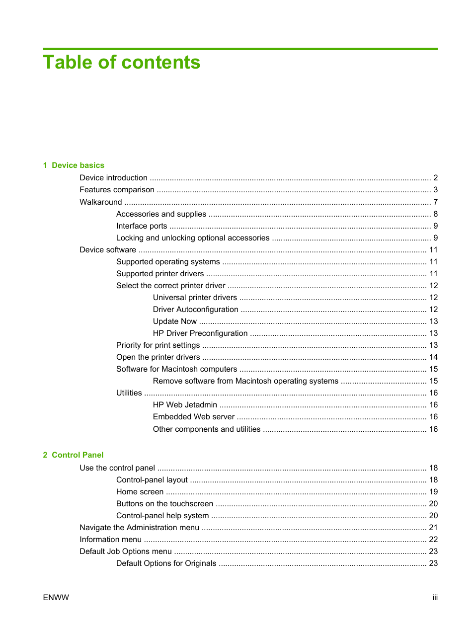 HP LaserJet M4349 Multifunction Printer series User Manual | Page 5 / 282