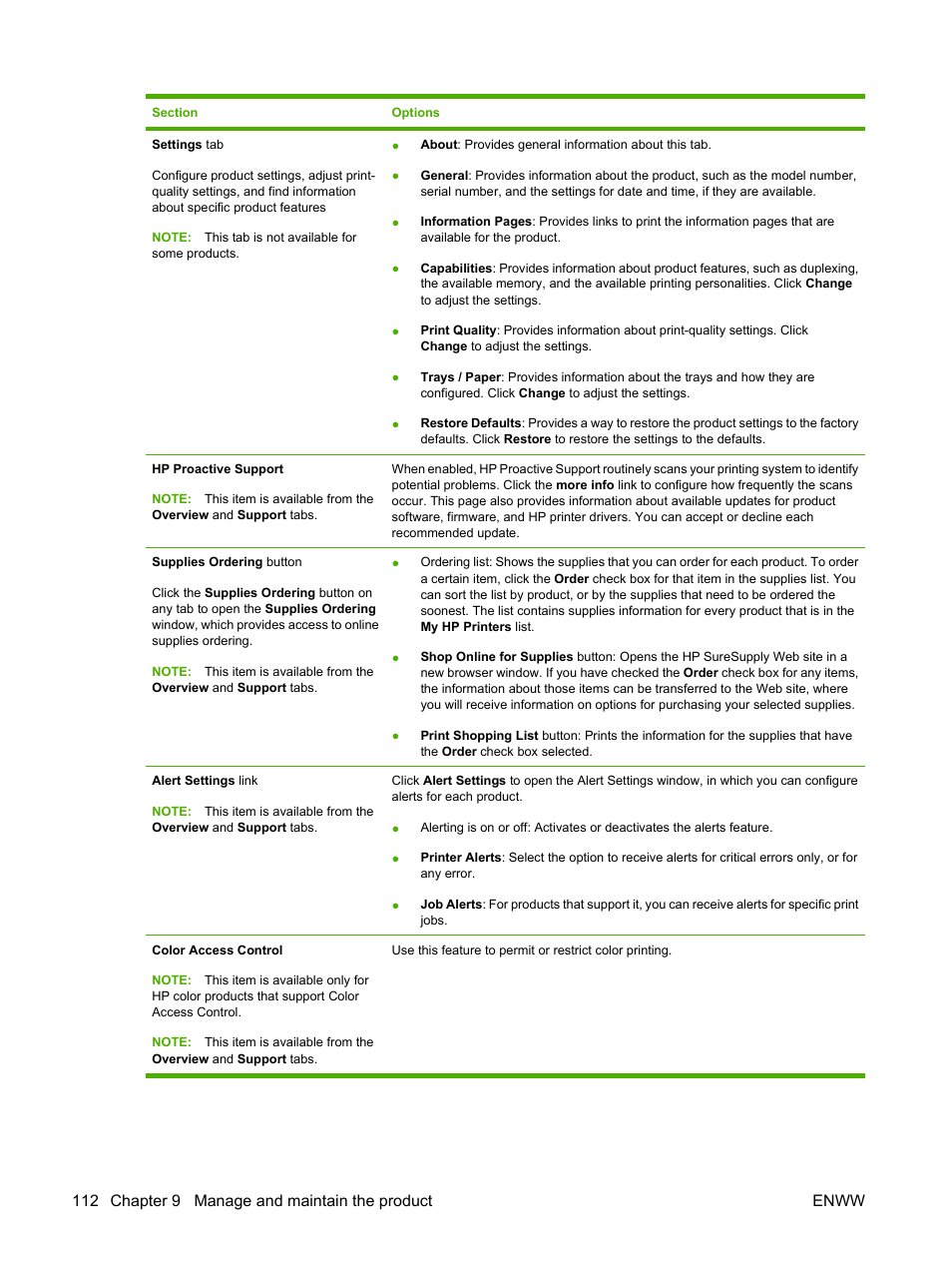 112 chapter 9 manage and maintain the product enww | HP Laserjet p3015 User Manual | Page 124 / 246