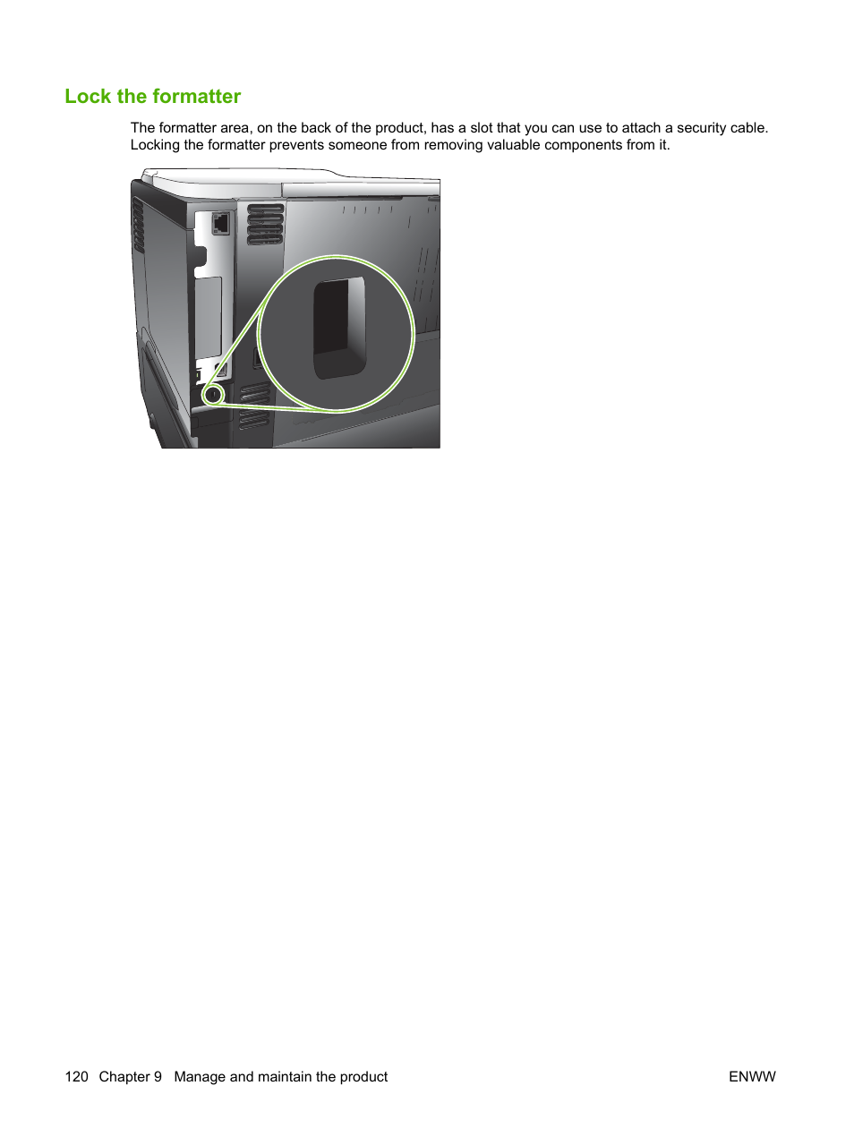 Lock the formatter | HP Laserjet p3015 User Manual | Page 132 / 246