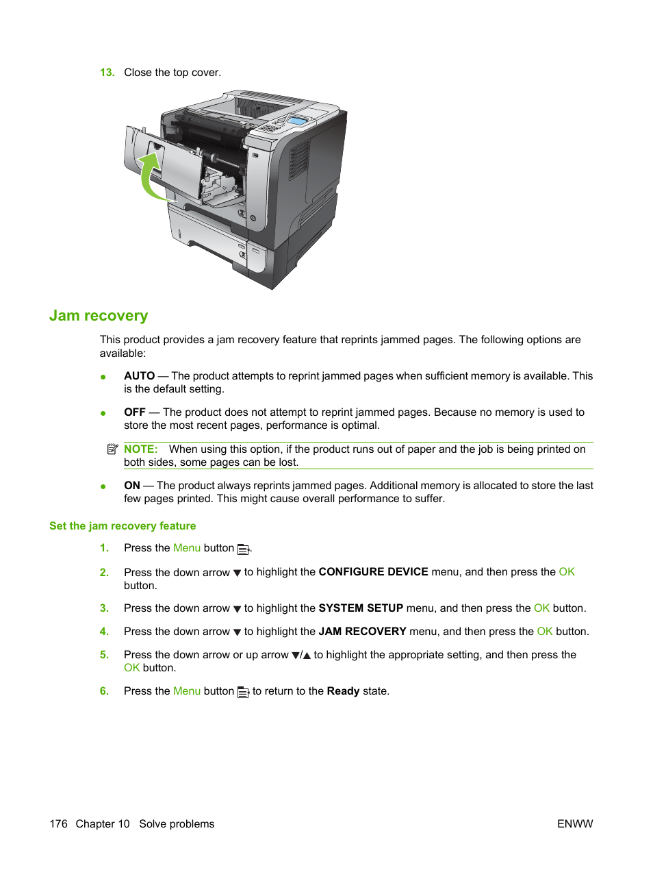 Jam recovery | HP Laserjet p3015 User Manual | Page 188 / 246