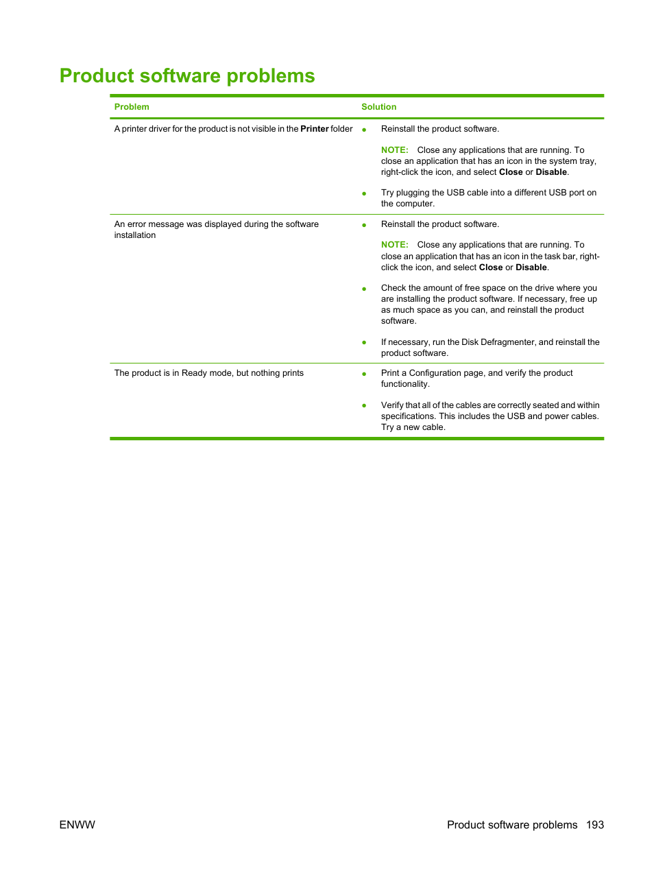 Product software problems | HP Laserjet p3015 User Manual | Page 205 / 246