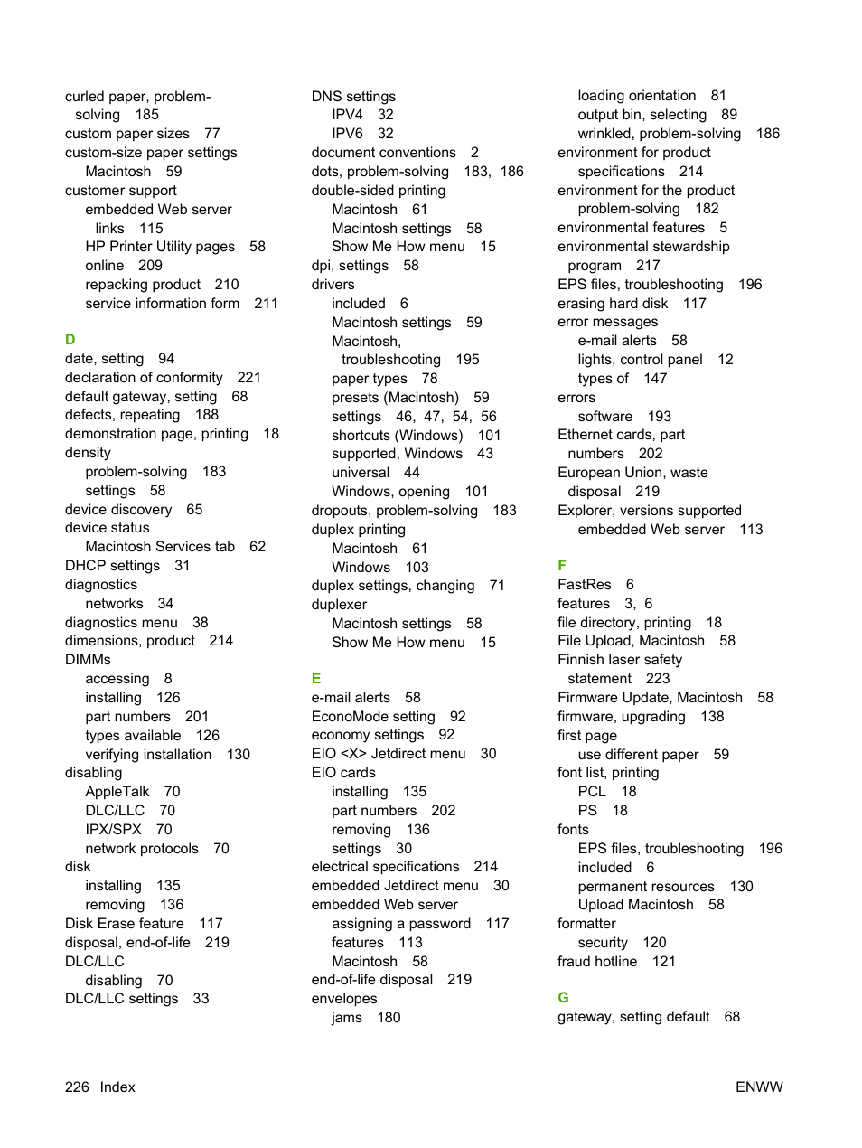 HP Laserjet p3015 User Manual | Page 238 / 246