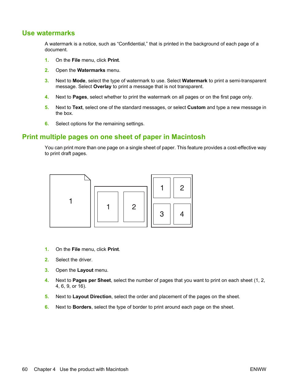 Use watermarks | HP Laserjet p3015 User Manual | Page 72 / 246