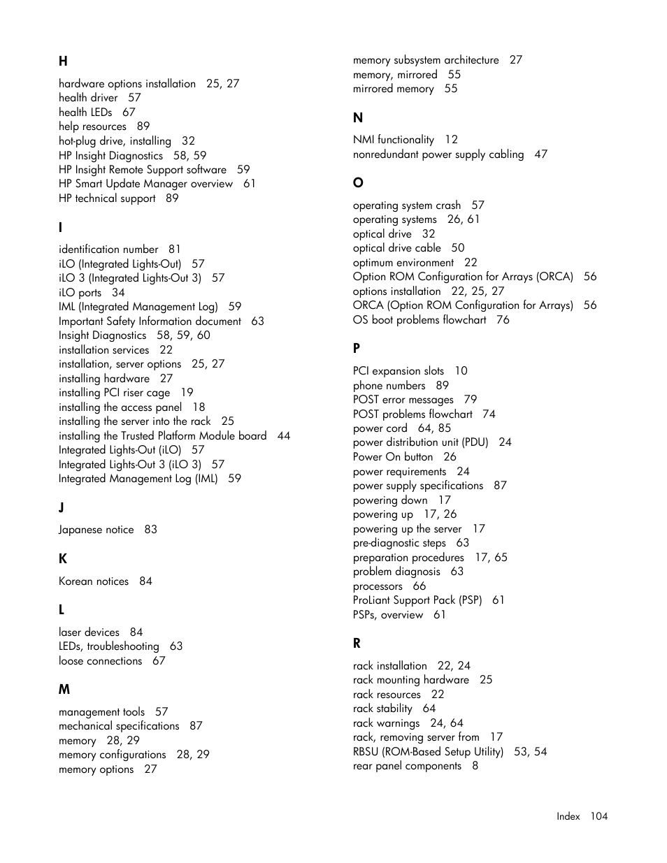 HP ProLiant DL120 G7 Server User Manual | Page 104 / 105