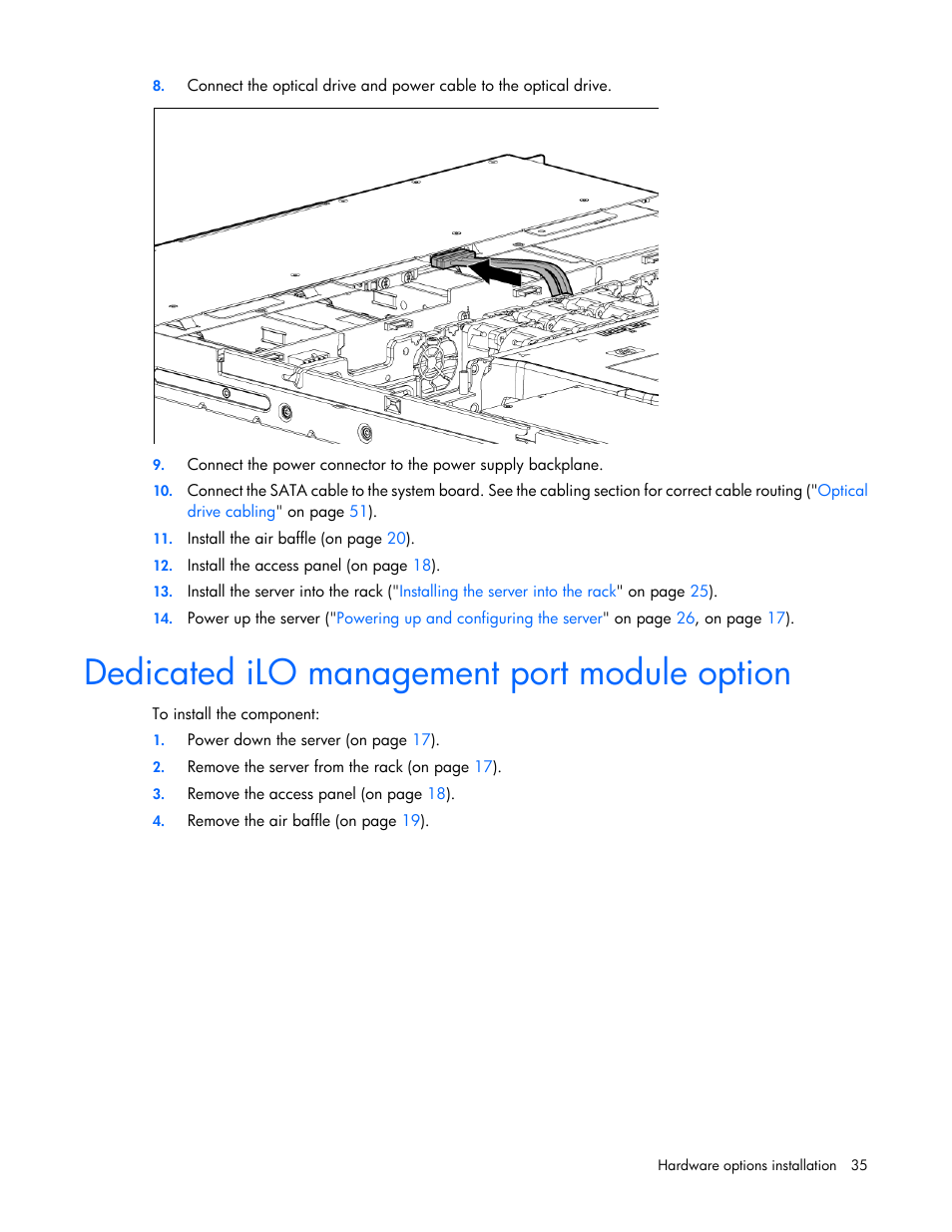 Dedicated ilo management port module option | HP ProLiant DL120 G7 Server User Manual | Page 35 / 105