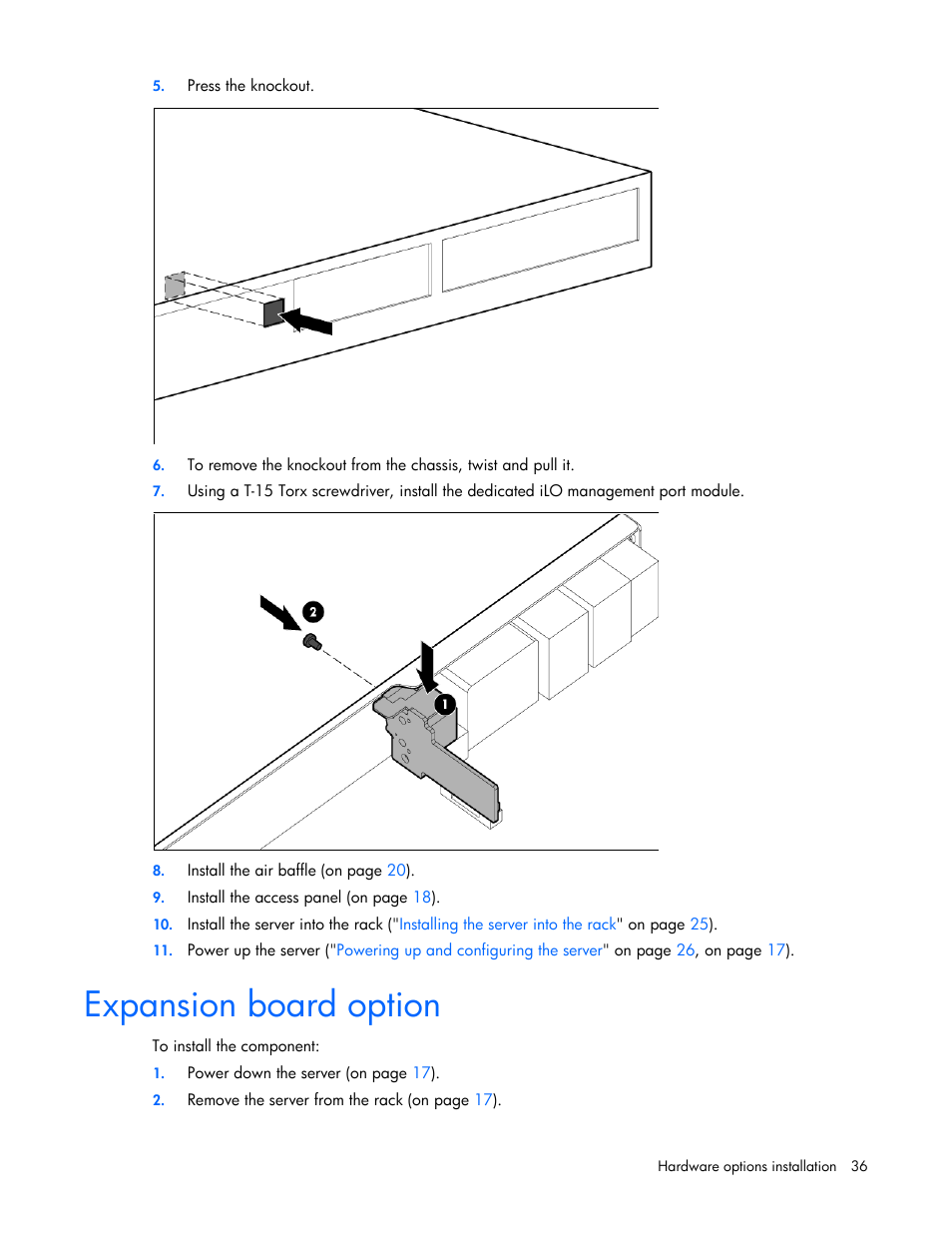 Expansion board option | HP ProLiant DL120 G7 Server User Manual | Page 36 / 105