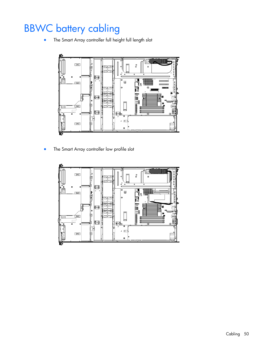 Bbwc battery cabling | HP ProLiant DL120 G7 Server User Manual | Page 50 / 105