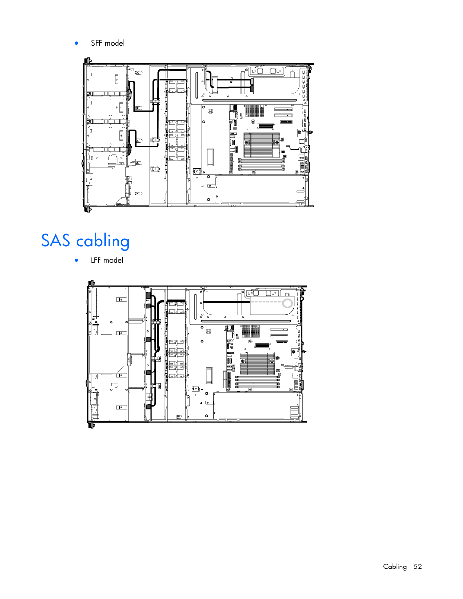 Sas cabling | HP ProLiant DL120 G7 Server User Manual | Page 52 / 105