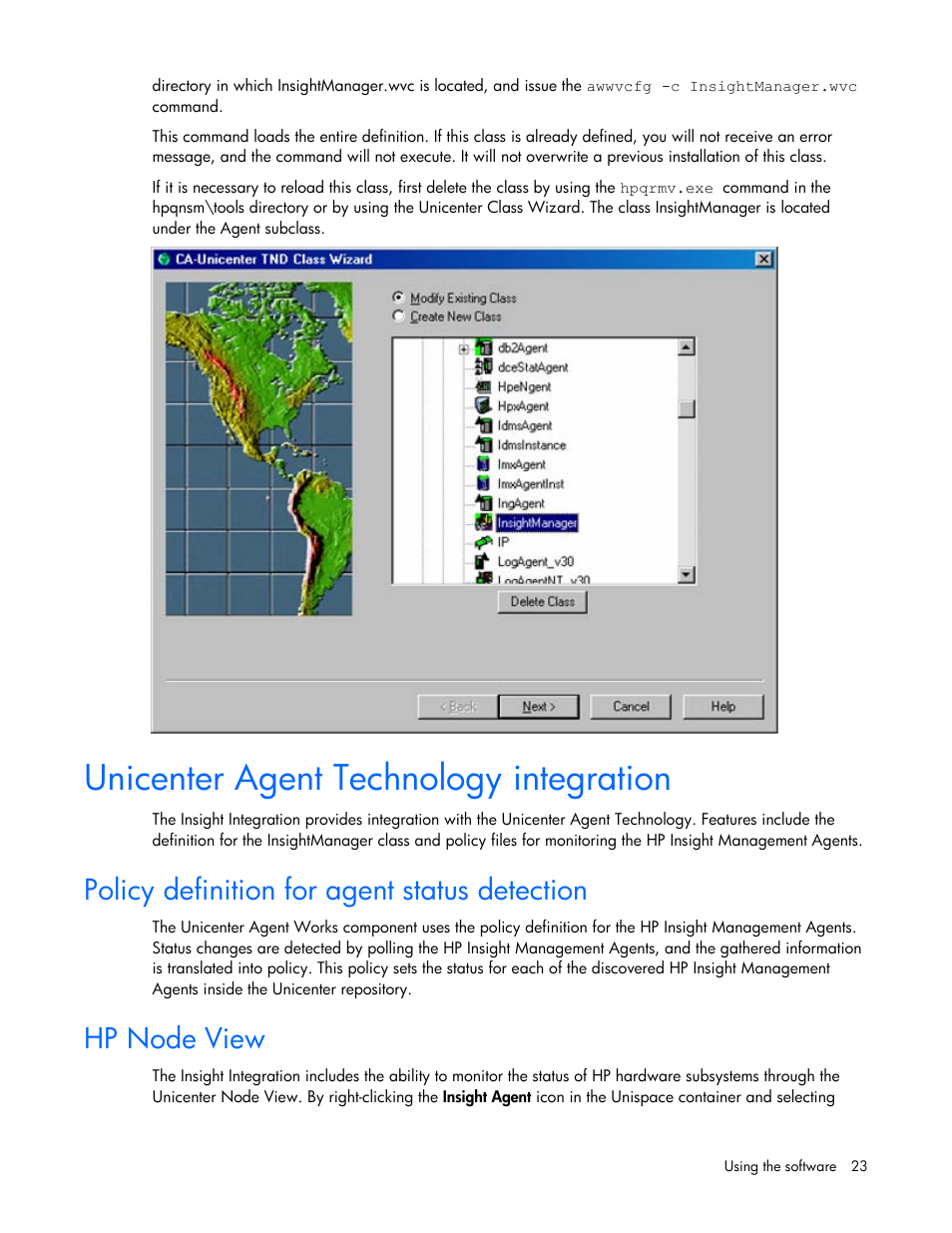 Unicenter agent technology integration, Policy definition for agent status detection, Hp node view | HP Insight Control User Manual | Page 23 / 85