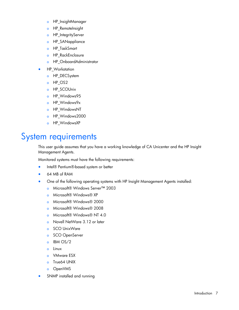 System requirements | HP Insight Control User Manual | Page 7 / 85