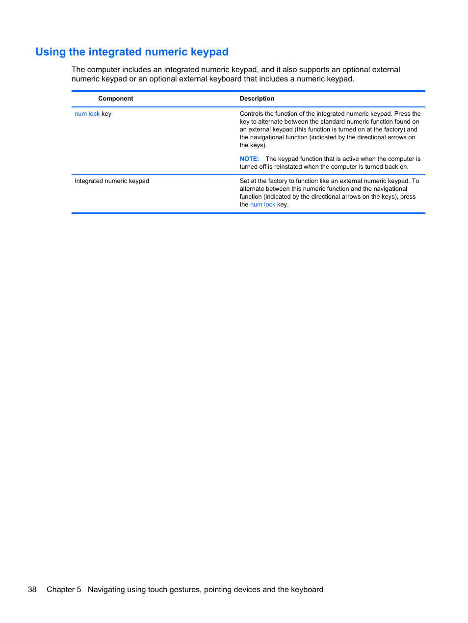 Using the integrated numeric keypad | HP ENVY m6-1148ca Notebook PC User Manual | Page 48 / 92