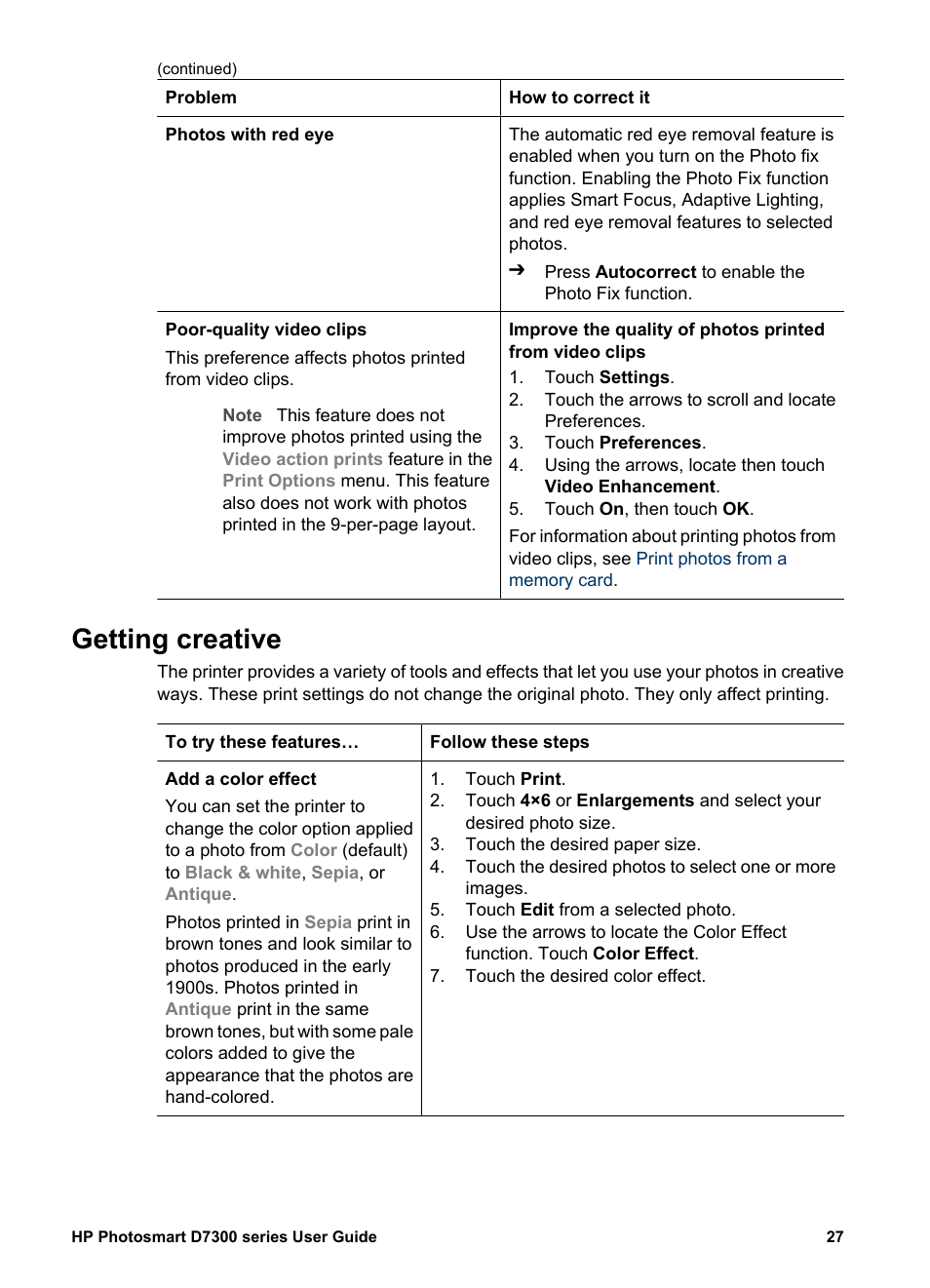 Getting creative | HP Photosmart D7360 Printer User Manual | Page 30 / 71