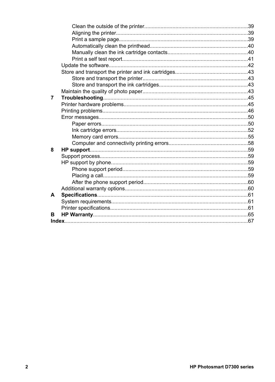 HP Photosmart D7360 Printer User Manual | Page 5 / 71